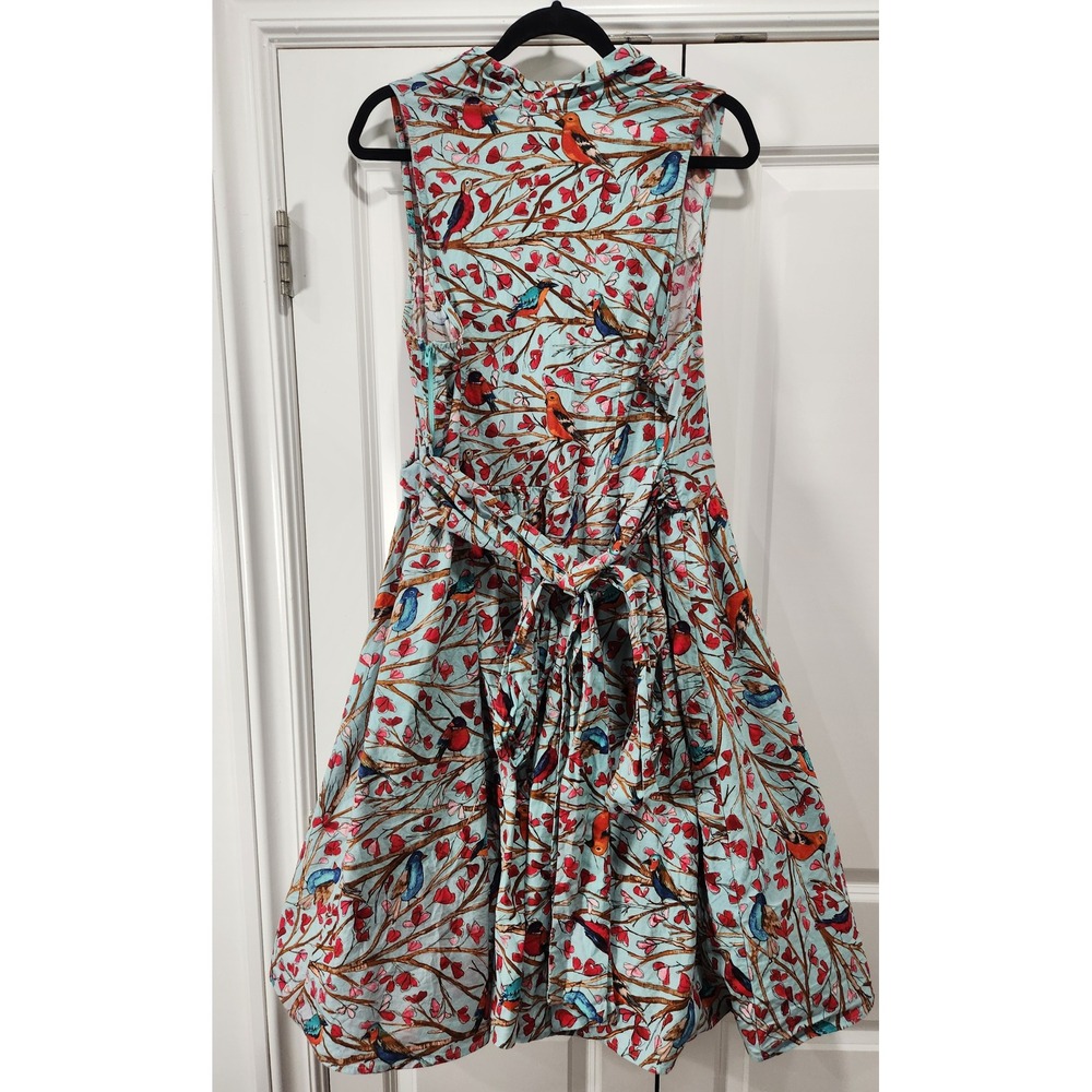 Retrolicious Women 3X Bird Print Fit Flare Spring Dress Side Zip 100% Cotton USA - Picture 5 of 12